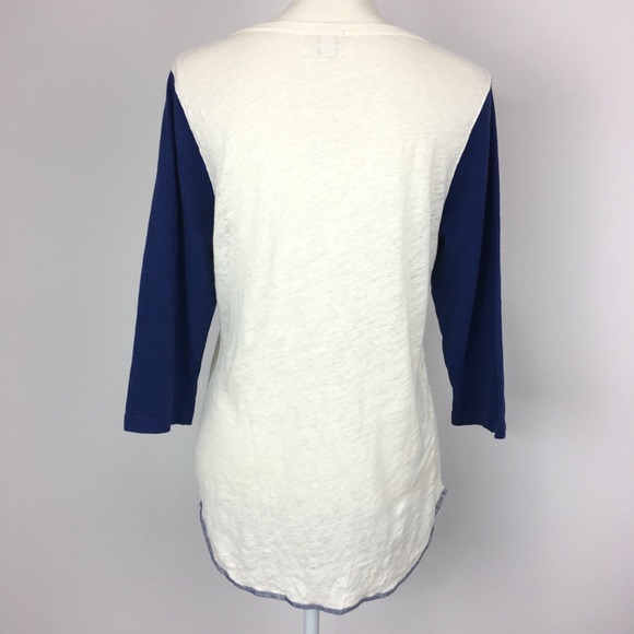 J Crew Linen Baseball T Shirt Lovebirds size M - Picture 2 of 8